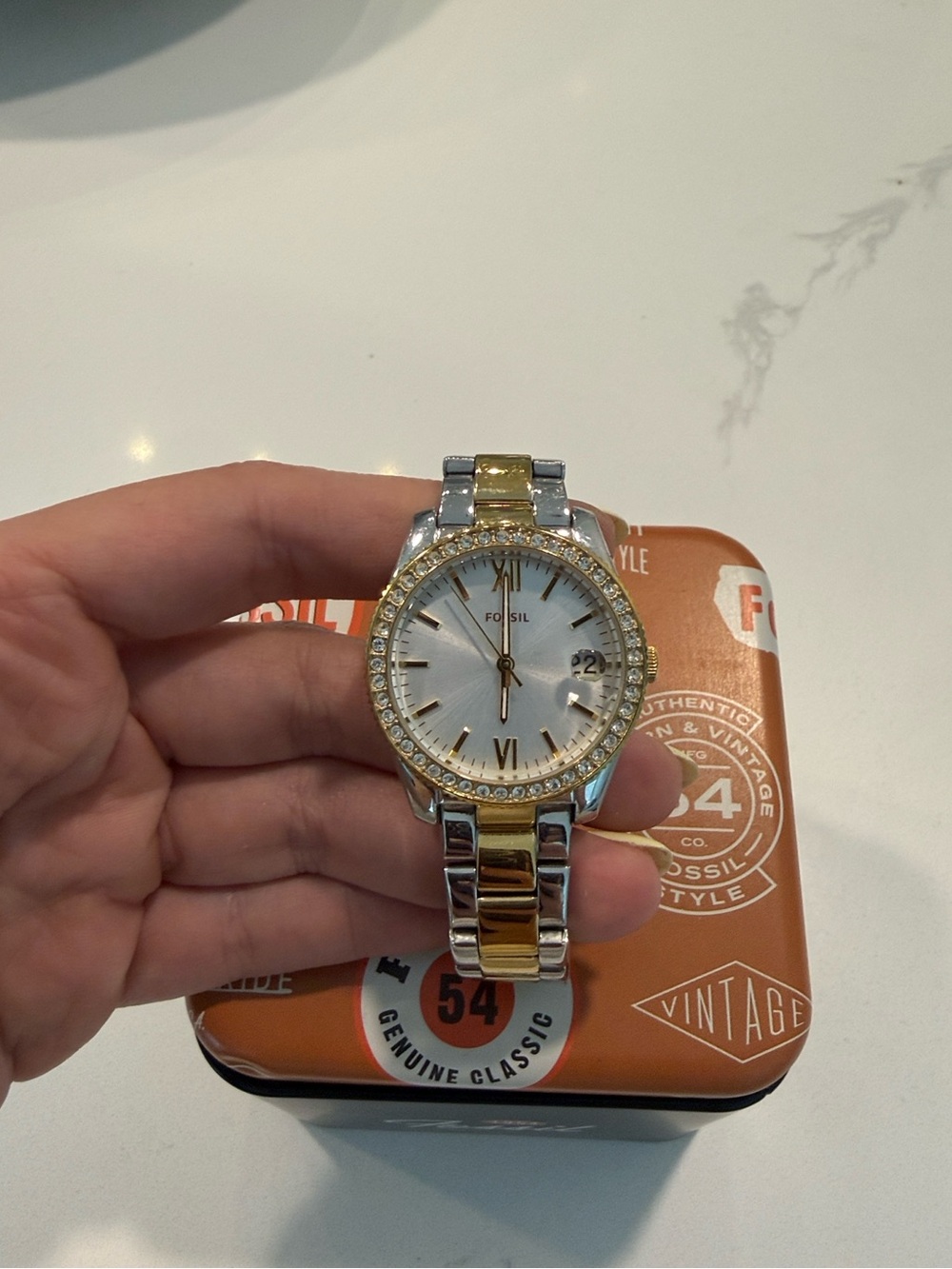 FOSSIL Scarlette Mini Quartz Two-Tone Silver and Gold Women's Watch